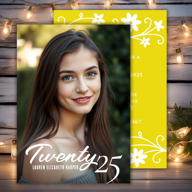 Invitación Año De Graduación Y Foto Partido De Graduación Ama (Graduation Year And Photo Yellow Graduation Party Invitation)