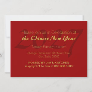 Invitación Año del Carnero Cabra Cabra Chino rojo oro VFCI