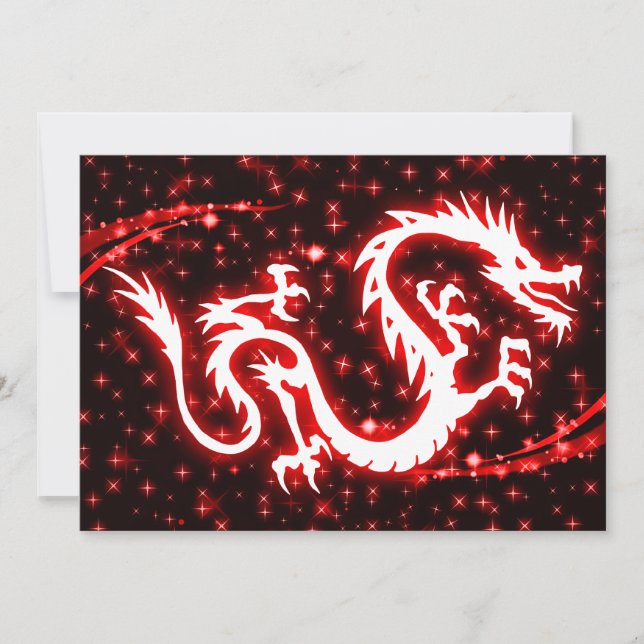 Invitación año del dragón resplandor de estrellas (Anverso)