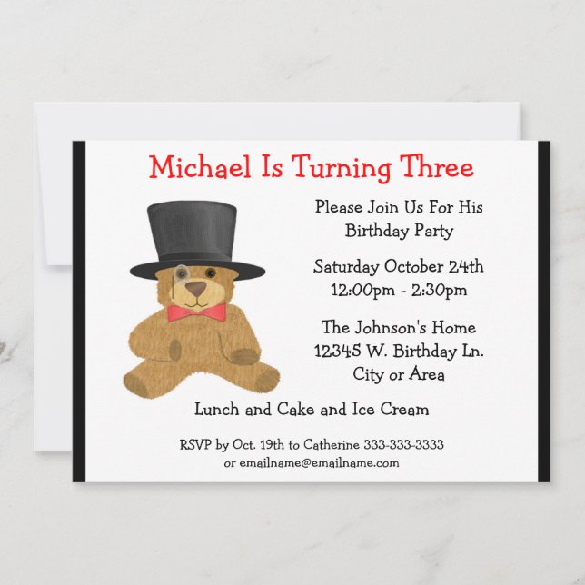 Invitación Año del personalizado del cumpleaños del muchacho (Anverso)