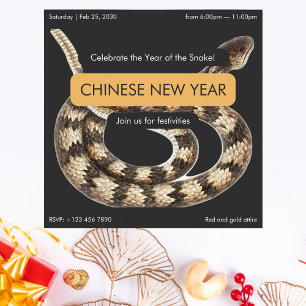 Invitación Año elegante de la serpiente Año Nuevo chino