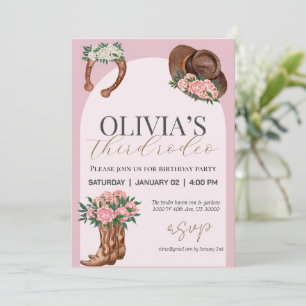Invitación Año en que cumpleaños de la cowgirl occidental