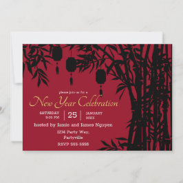 Invitación Año Nuevo Bamboo y Lanterns Ten