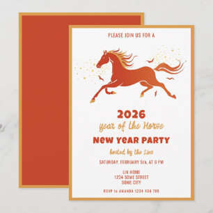 Invitación Año Nuevo Chino 2026 Caballo Tinta Fiesta de Año N
