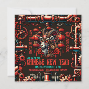 Invitación Año Nuevo Chino Cabra Steampunk