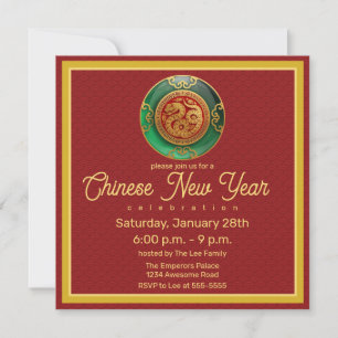 Invitación Año Nuevo Chino de Jade del Año de la Serpiente In
