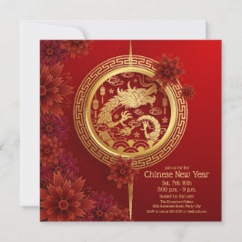 Invitación Año Nuevo Chino Dragón elegante