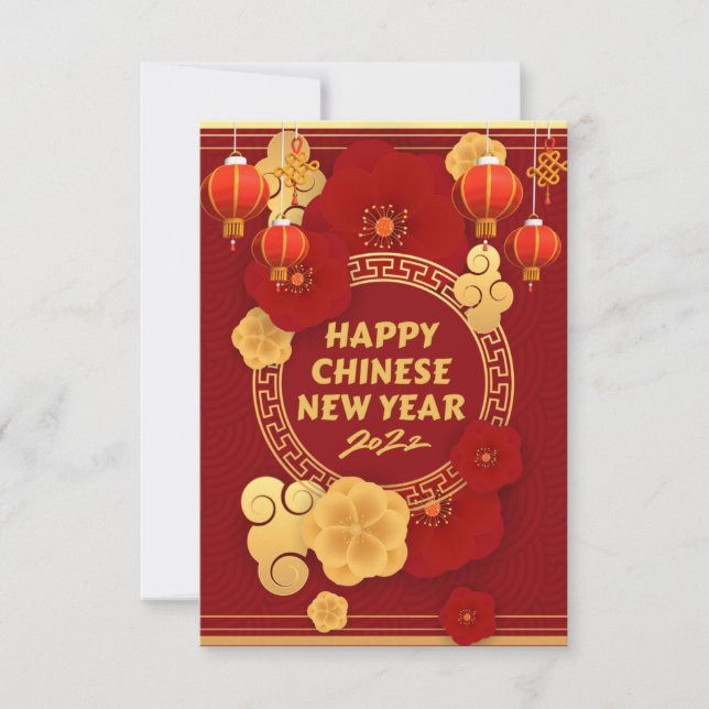 Invitación Año Nuevo Chino Feliz (Anverso)
