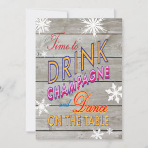 Invitación Año Nuevo colorido para beber champagne