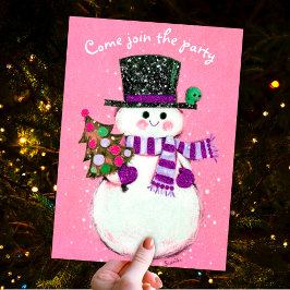 Invitación Año nuevo de los Navidades retro de nieve vintage