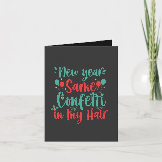 Invitación Año Nuevo el mismo confetti en mi pelo graciosos N (Anverso)