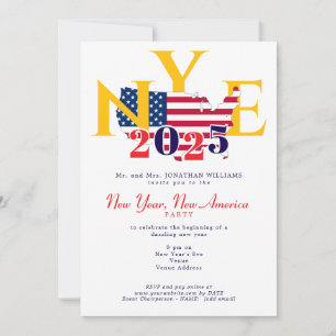 Invitación Año Nuevo Estados Unidos Patriótico Año Nuevo Fies