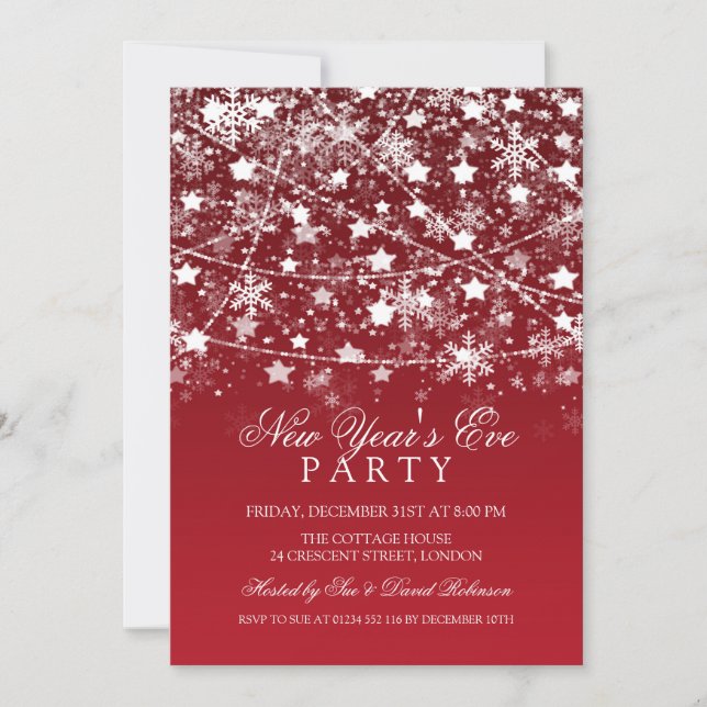 Invitación Año Nuevo Eve Fiesta Cadena de festividades Rojo (Anverso)