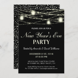 Invitación Año Nuevo Eve Fiesta String ilumina jars Black