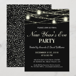 Invitación Año Nuevo Eve Fiesta String ilumina jars Black
