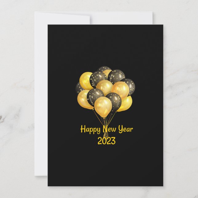 Invitación Año nuevo feliz negro 2023 (Anverso)