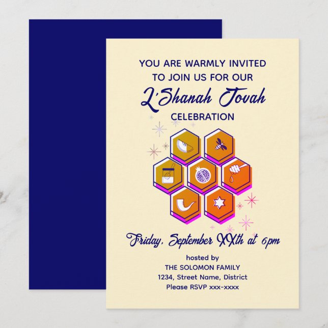 Invitación Año Nuevo Judío L'SHANAH TOVAH (Anverso / Reverso)