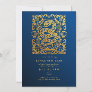 Invitación Año Nuevo Lunar 2025 De La Serpiente Fiesta De Oro