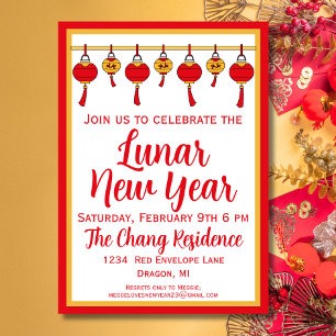 Invitación Año Nuevo Lunar Año Nuevo Chino