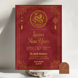 Invitación Año nuevo lunar chino rojo