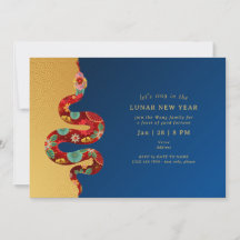 Año Nuevo Lunar De La Serpiente Oro Azul Moderno 2