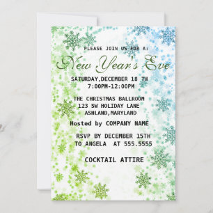 Invitación Año Nuevo maravilloso, maravilloso, verde copo de 