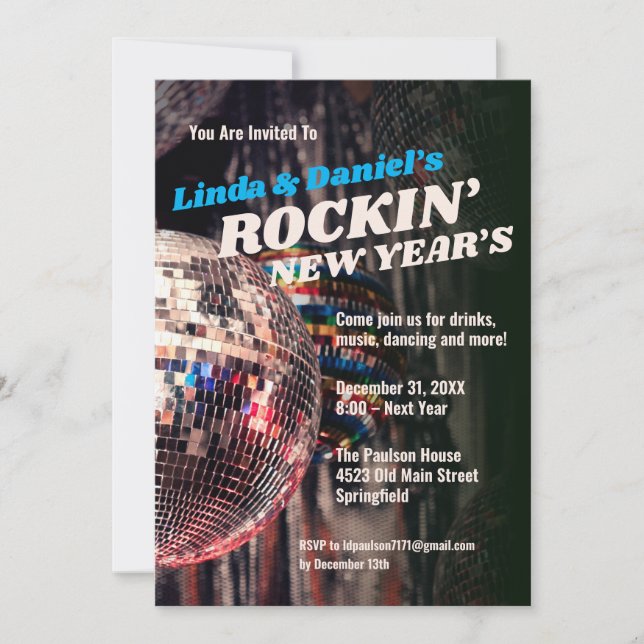 Invitación Año Nuevo Retro (Anverso)