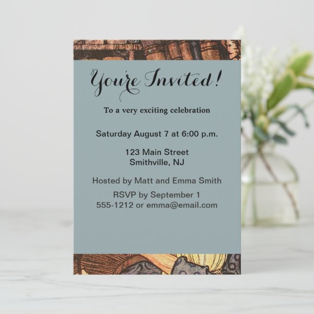 Invitación Año Nuevo Tiempo de Padre Antiguo (Anverso de pie)