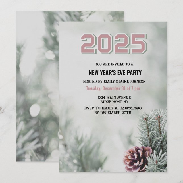 Invitación Año personalizado de Año Nuevo 2025 (Anverso / Reverso)