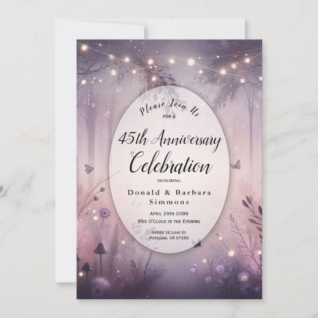 Invitación Año personalizado Ethereal Bosque de alumbrado de  (Anverso)