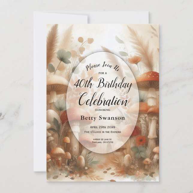 Invitación Año personalizado Terracotta Toadstool Cumpleaños  (Anverso)