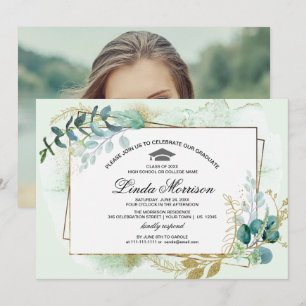 Invitación Año personalizado y fiesta de graduación fotográfi