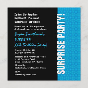 Invitación Año SORPRENDENTE cumpleaños Turquesa Azul moderno 