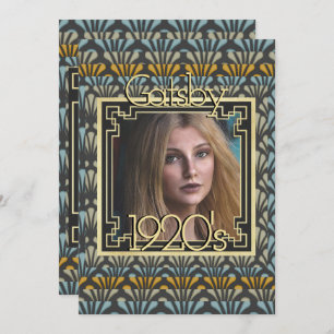 Invitación Años 1920 alardeando la moda Gatsby con fotos Art 