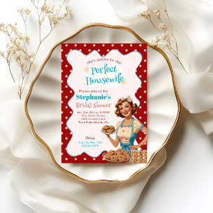 Invitación Años 50 La Esposa Perfecta Fiesta Retro de Despedi