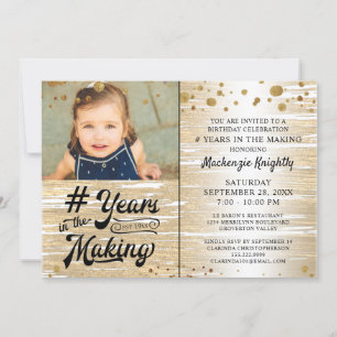 Invitación AÑOS DE CONfetti de oro de cumpleaños en la foto d