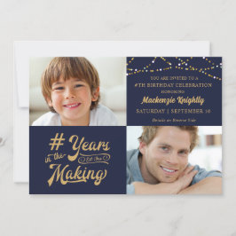 Invitación Años de cumpleaños haciendo oro a la marina de fot