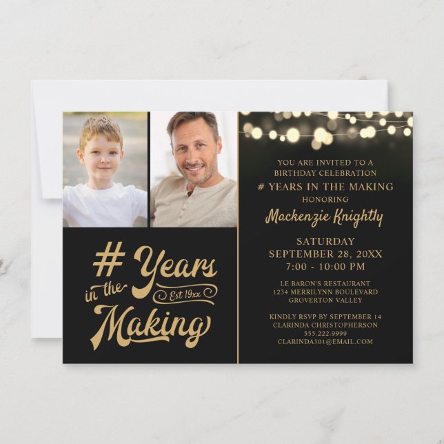 Invitación AÑOS DE Cumpleaños Presupuestario EN LA FOTO DE MA (Anverso)