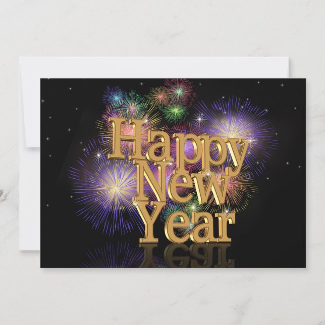 Invitación Años nuevos invitan a fuegos artificiales (Anverso)