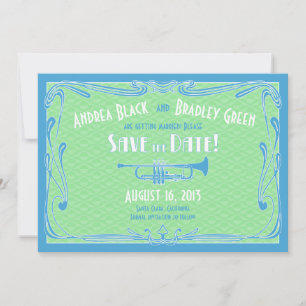 Invitación Años veinte trompeta boda guárdala la fecha
