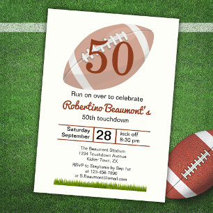 Invitación Anotación Cincuenta Cumpleaños Divertido Fútbol Am