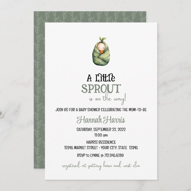 Invitación Another Little Sprout on the Way Baby Invitation (Anverso / Reverso)