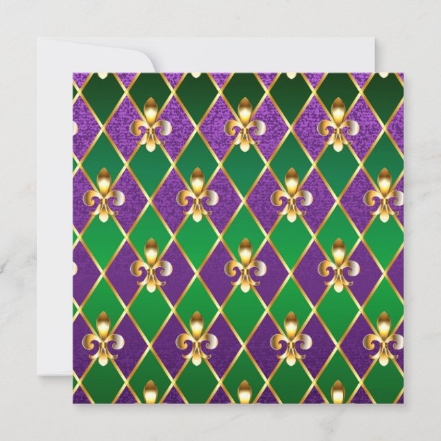 Invitación Antecedentes de joyas Mardi Gras (Anverso)