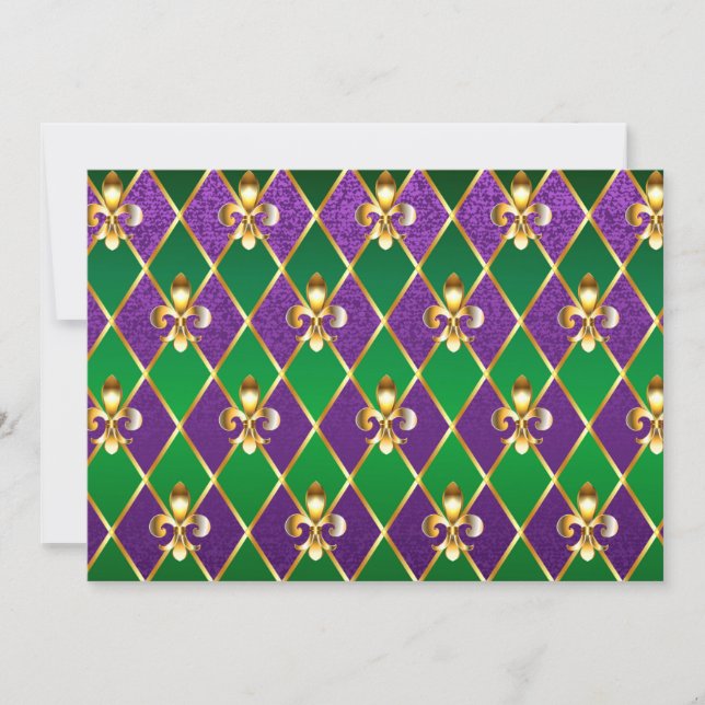 Invitación Antecedentes de joyas Mardi Gras (Anverso)