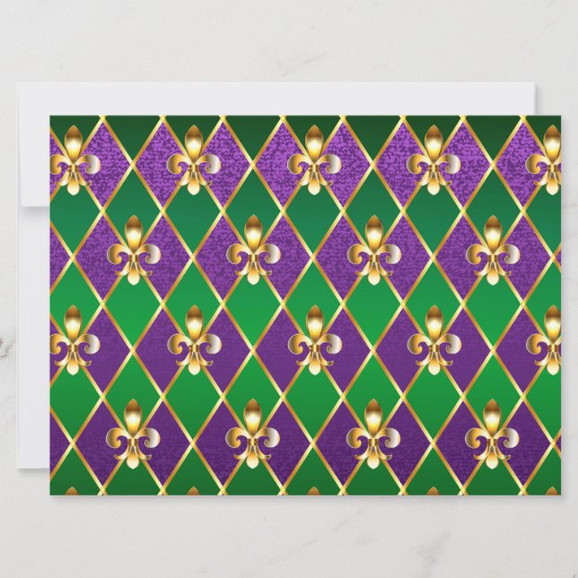 Invitación Antecedentes de joyas Mardi Gras (Anverso)