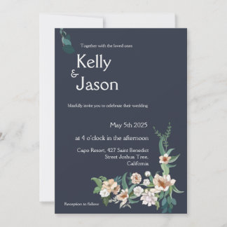 Invitación Antecedentes de la Marina de la Flor Blanco Retro 