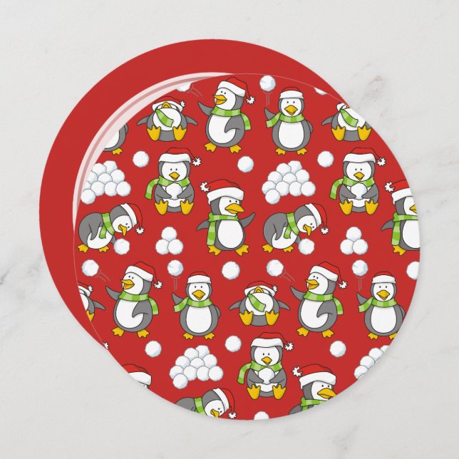 Invitación Antecedentes de pingüinos navidades (Anverso / Reverso)