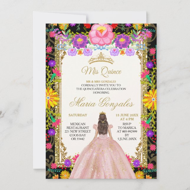 Invitación Antecedentes oscuros Rubor Pink Dess Cumpleaños Me (Anverso)