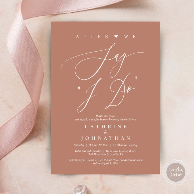 Invitación Antes de decir "Lo hago", Boda ensayar la cena (Before we say "I Do", Wedding Brunch Invitation Card, PDF, Modern Romantic, in Terracotta Earthy)