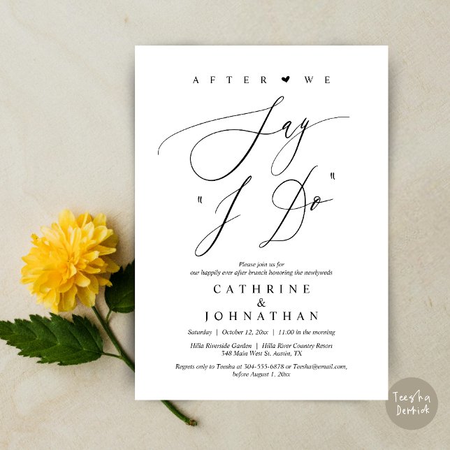 Invitación Antes de decir "Lo hago", Boda ensayar la cena (Before we say "I Do", Wedding Brunch Invitation Card, PDF, Modern Romantic, in Black and White)
